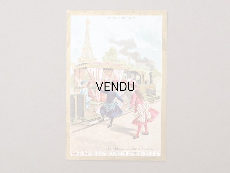 画像1: アンティーク クロモ 1889年 パリ万博 デコービル鉄道 LE CHEMIN DE FER DECAUVILLE -AU BON MARCHE-