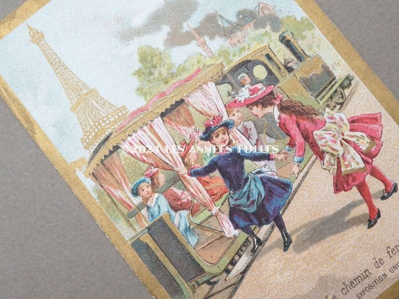 画像2: アンティーク クロモ 1889年 パリ万博 デコービル鉄道 LE CHEMIN DE FER DECAUVILLE -AU BON MARCHE-