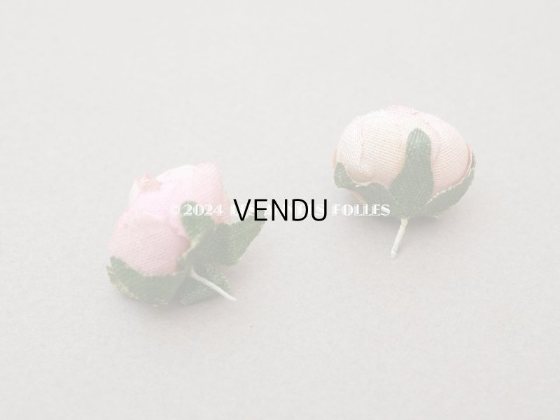 画像6: アンティーク 小さな薔薇の布花 2ピースのセット ベビーピンク ドール用