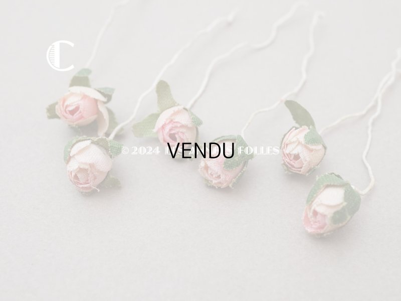 画像10: アンティーク 小さな薔薇の布花 5〜6ピースのセット パウダーピンク ドール用