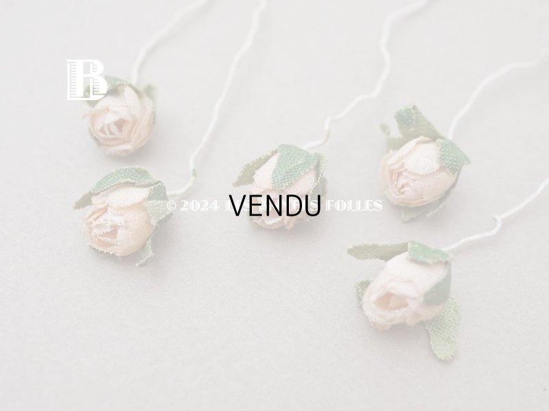 画像6: アンティーク 小さな薔薇の布花 5〜6ピースのセット パウダーピンク ドール用