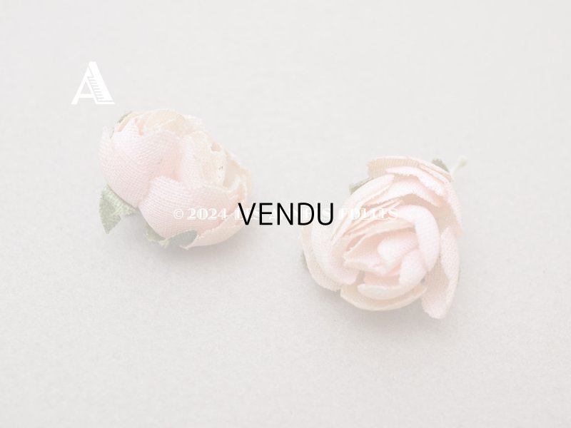 画像2: アンティーク 小さな薔薇の布花 2ピースのセット ベビーピンク ドール用