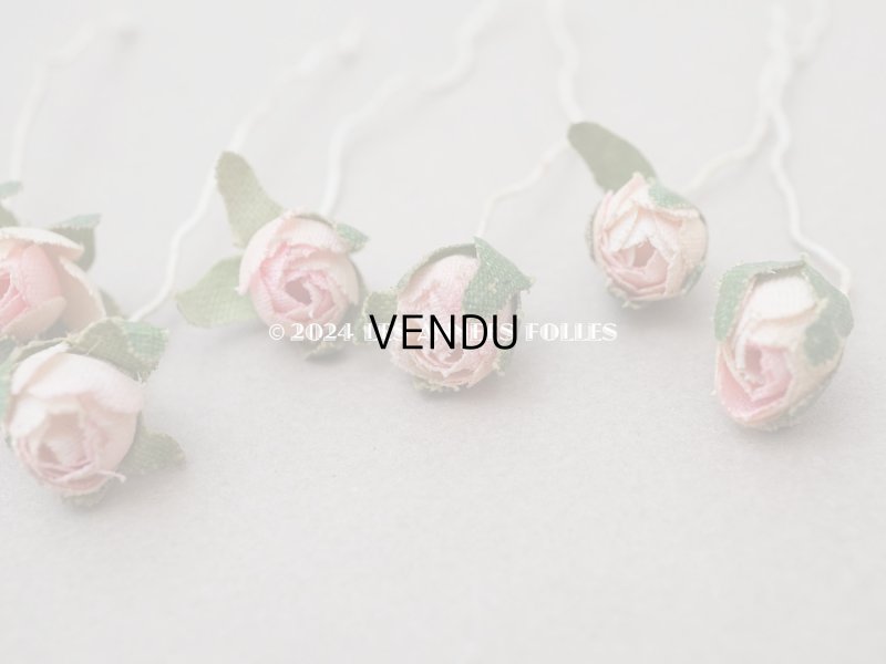 画像12: アンティーク 小さな薔薇の布花 5〜6ピースのセット パウダーピンク ドール用