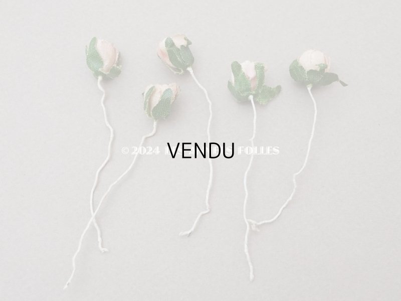 画像8: アンティーク 小さな薔薇の布花 5〜6ピースのセット パウダーピンク ドール用