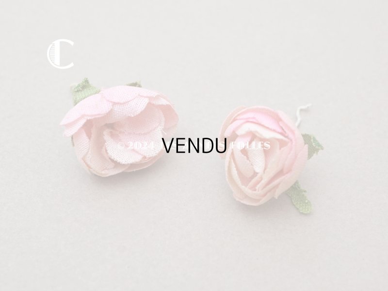 画像8: アンティーク 小さな薔薇の布花 2ピースのセット ベビーピンク ドール用