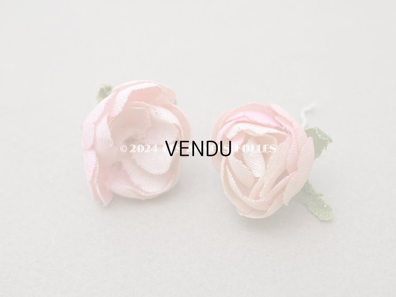 画像9: アンティーク 小さな薔薇の布花 2ピースのセット ベビーピンク ドール用