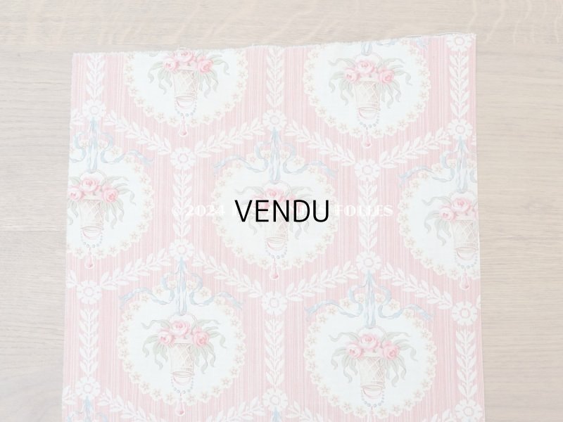 画像12: 【セール対象外】アンティーク  ローズパニエ柄 ファブリック 2点セット 81×49〜54cm & 35×60〜63cm