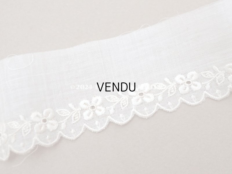 画像3: 19世紀末 アンティーク 花刺繍のスカラップレース オーガンジー 3.6cm幅