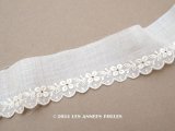 19世紀末 アンティーク 花刺繍のスカラップレース オーガンジー 3.6cm幅 