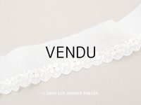 19世紀末 アンティーク 花刺繍のスカラップレース オーガンジー 3.6cm幅 