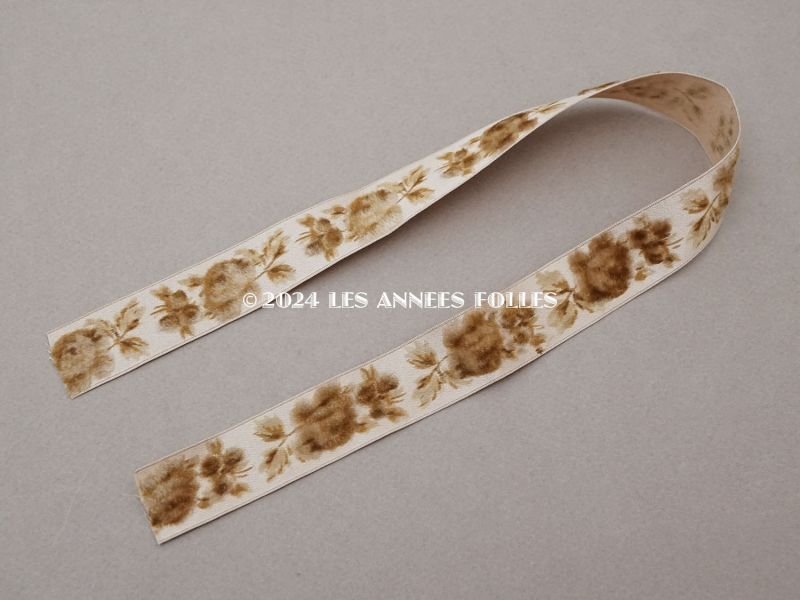 画像4: 19世紀末 アンティーク シルクリボン フロック加工 薔薇 45cm