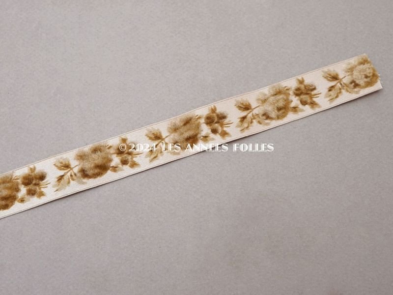 画像6: 19世紀末 アンティーク シルクリボン フロック加工 薔薇 45cm