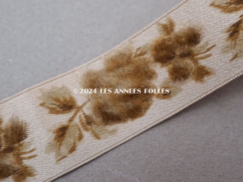 画像3: 19世紀末 アンティーク シルクリボン フロック加工 薔薇 45cm