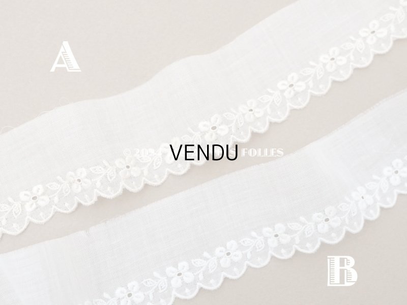 画像6: 19世紀末 アンティーク 花刺繍のスカラップレース オーガンジー 3.6cm幅