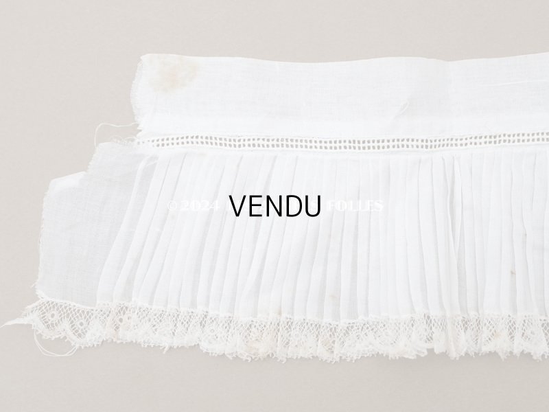 画像3: 【セール対象外】アンティーク 幅広 プリーツ レースの縁取り 10.5cm幅 51cm チュールレース ライン入り