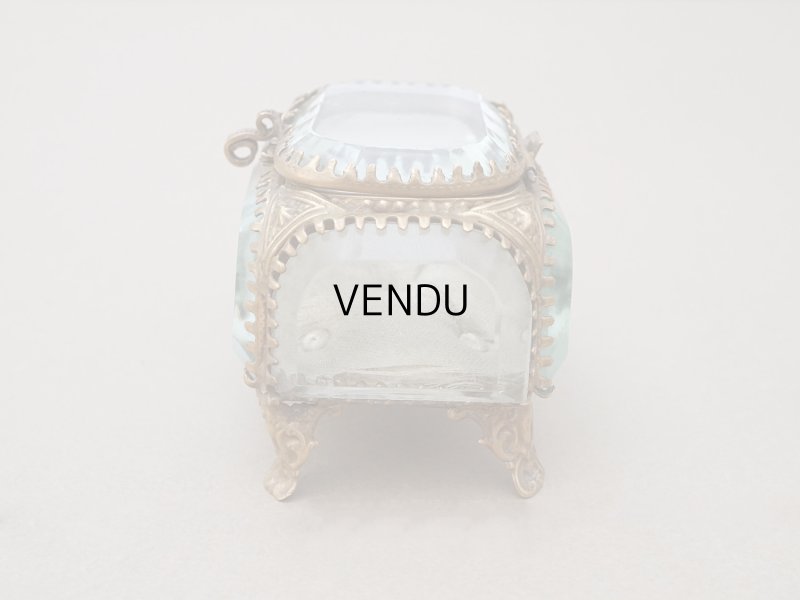 画像5: 19世紀末 アンティーク 小さなジュエリーボックス カーキグレイのシルククッション 