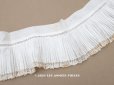 画像1: 【セール対象外】アンティーク 幅広 プリーツ レースの縁取り 10.5cm幅 51cm チュールレース ライン入り (1)