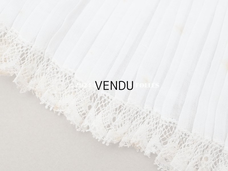 画像7: 【セール対象外】アンティーク 幅広 プリーツ レースの縁取り 10.5cm幅 51cm チュールレース ライン入り