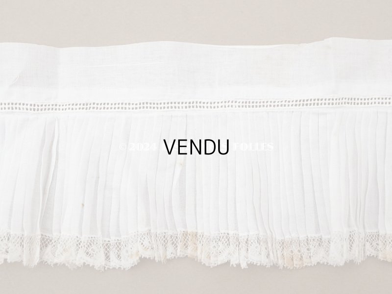 画像4: 【セール対象外】アンティーク 幅広 プリーツ レースの縁取り 10.5cm幅 51cm チュールレース ライン入り