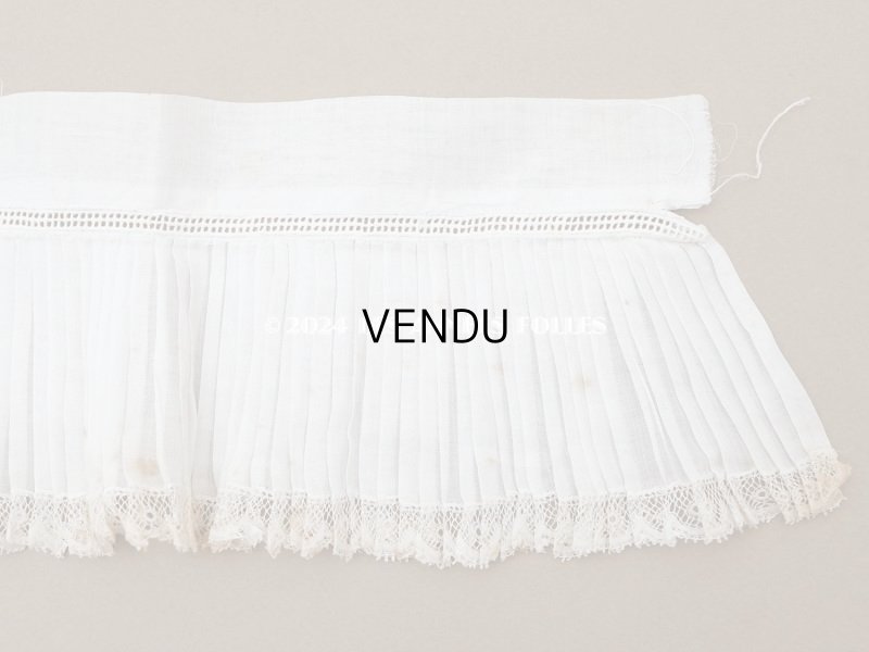 画像6: 【セール対象外】アンティーク 幅広 プリーツ レースの縁取り 10.5cm幅 51cm チュールレース ライン入り