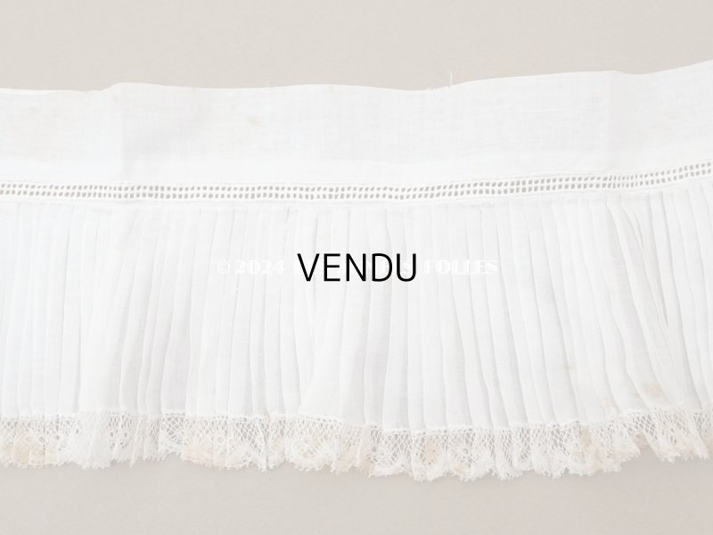 画像5: 【セール対象外】アンティーク 幅広 プリーツ レースの縁取り 10.5cm幅 51cm チュールレース ライン入り