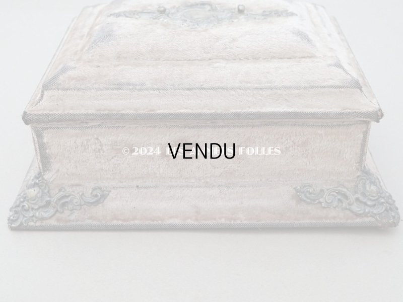 画像12: 19世紀末 アンティーク ジュエリーボックス 裁縫箱 グレイッシュピンクのベルベット ミラー付