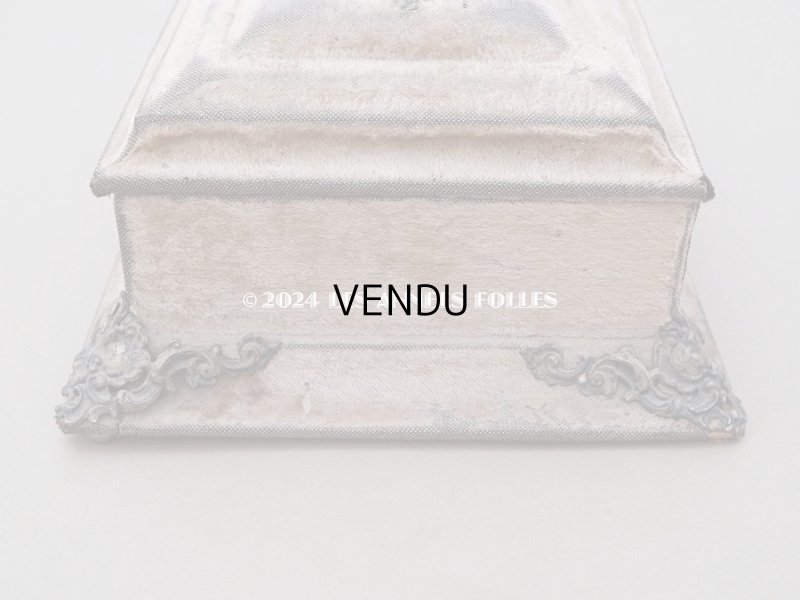 画像14: 19世紀末 アンティーク ジュエリーボックス 裁縫箱 グレイッシュピンクのベルベット ミラー付