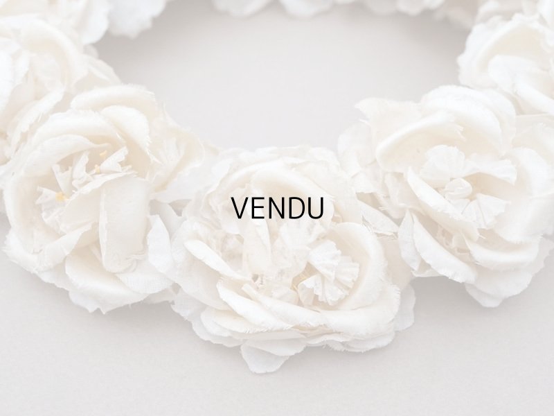 画像8: アンティーク シルクサテン 薔薇の布花のティアラ 花冠  エクリュ&オフホワイト