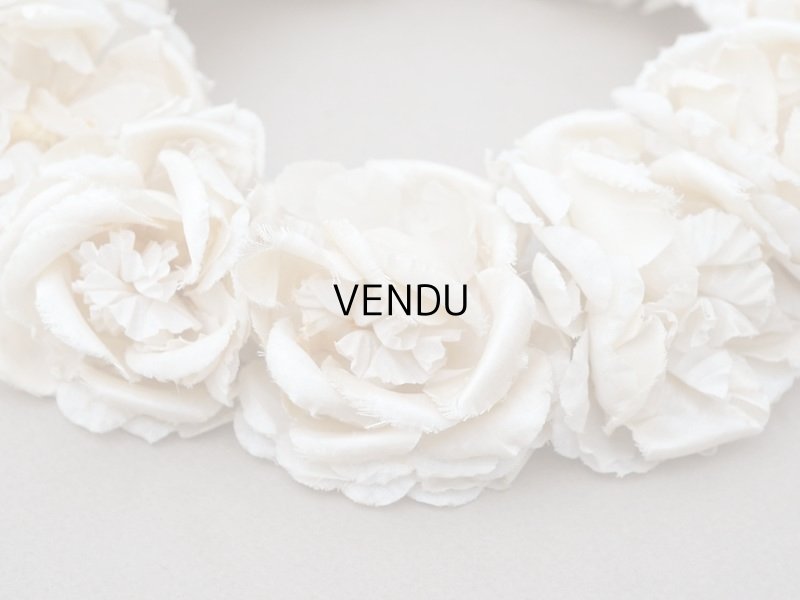 画像6: アンティーク シルクサテン 薔薇の布花のティアラ 花冠  エクリュ&オフホワイト