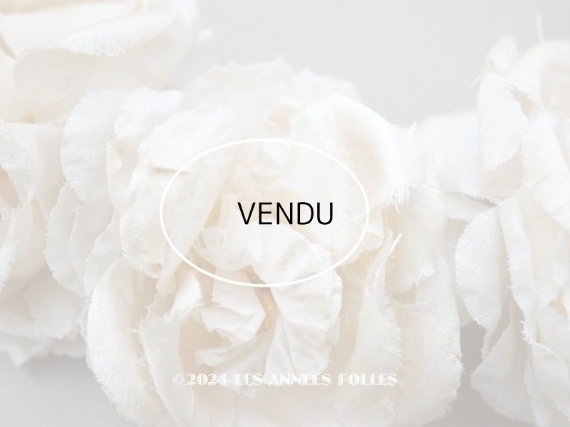 画像11: アンティーク シルクサテン 薔薇の布花のティアラ 花冠  エクリュ&オフホワイト