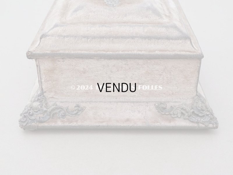 画像13: 19世紀末 アンティーク ジュエリーボックス 裁縫箱 グレイッシュピンクのベルベット ミラー付