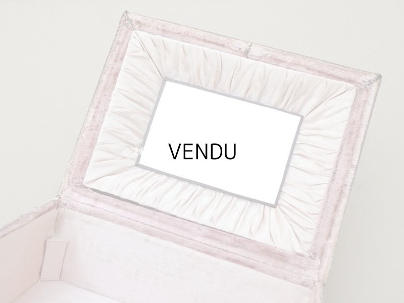 画像16: 19世紀末 アンティーク ジュエリーボックス 裁縫箱 グレイッシュピンクのベルベット ミラー付