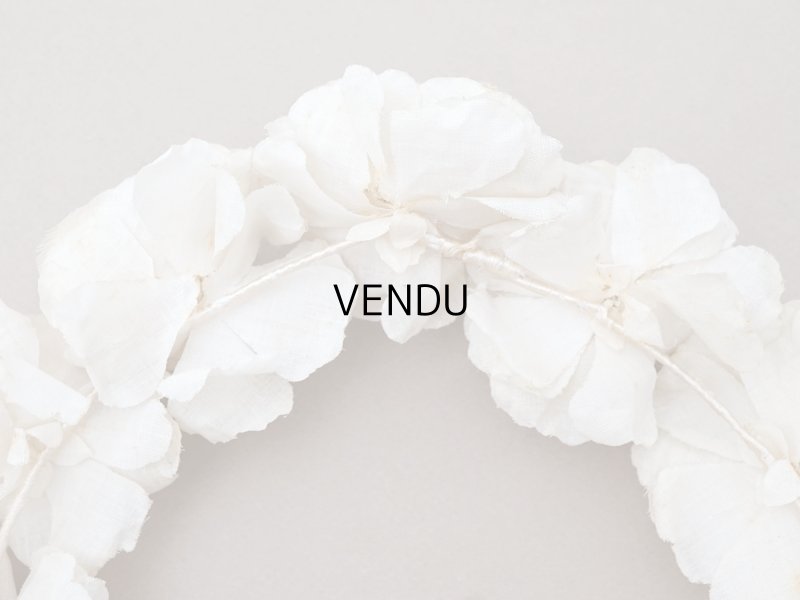 画像4: アンティーク シルクサテン 薔薇の布花のティアラ 花冠  エクリュ&オフホワイト