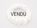 アンティーク シルクサテン 薔薇の布花のティアラ 花冠  エクリュ＆オフホワイト