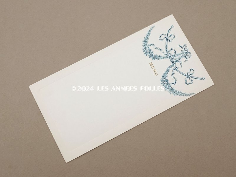 画像4: 未使用 アンティーク メニューカード  MENU 薔薇とリボンのガーランド