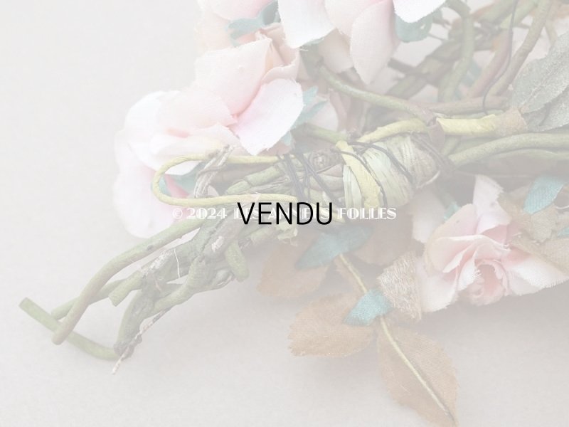 画像10: アンティーク 薔薇の布花のブーケ パウダーピンク 