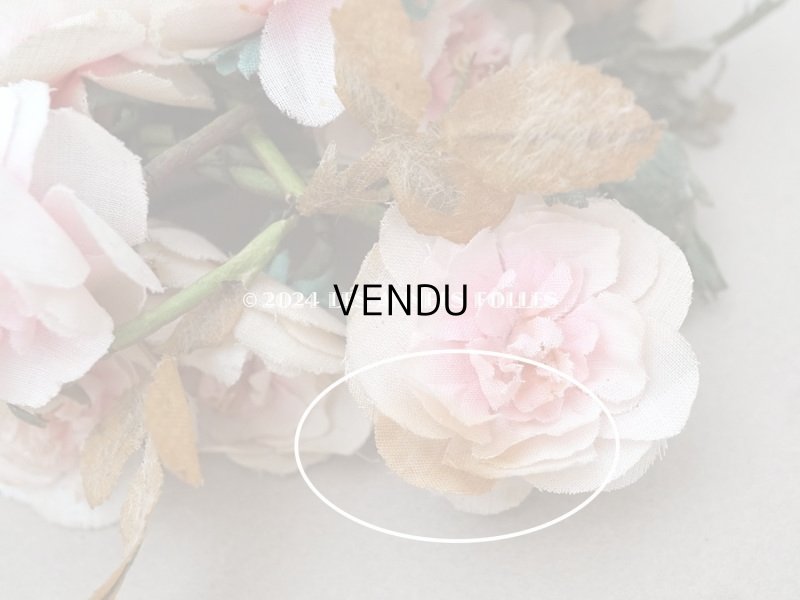 画像7: アンティーク 薔薇の布花のブーケ パウダーピンク 