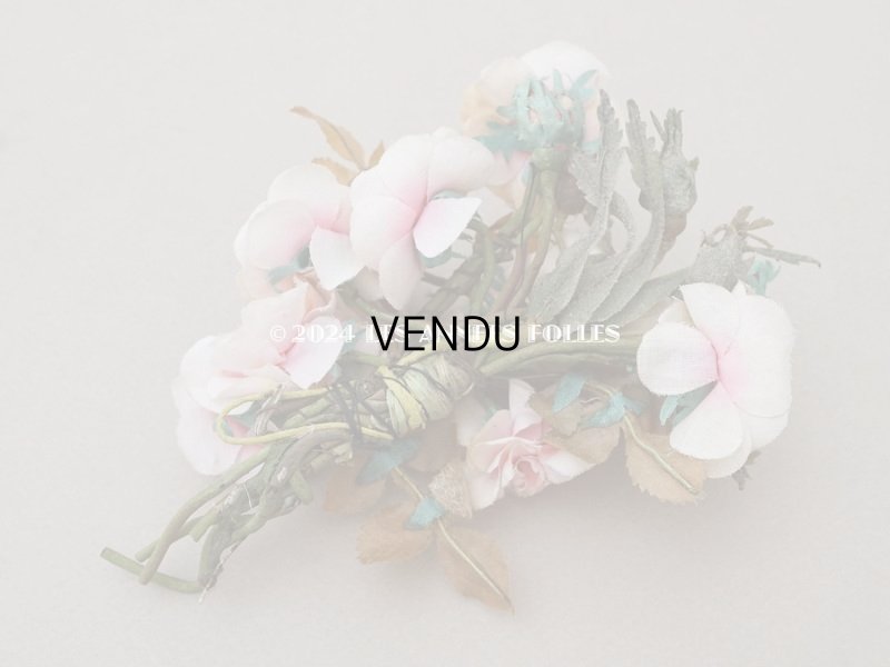 画像9: アンティーク 薔薇の布花のブーケ パウダーピンク 