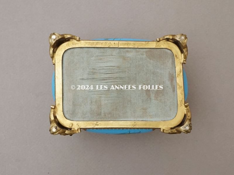 画像7: 19世紀 アンティーク 鈴蘭のジュエリーケース ブレッサン・エナメル パールの装飾 シルククッション付