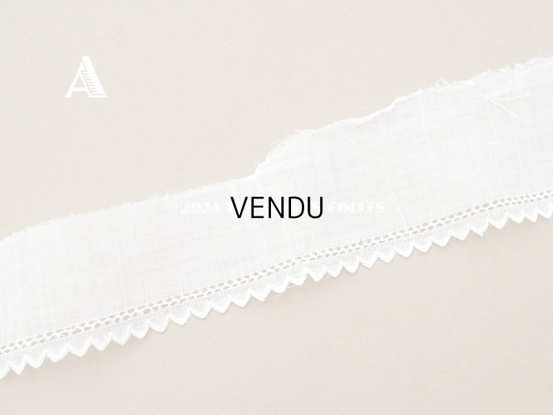 画像5: アンティーク スカラップレース 刺繍入り 5cm幅 コットンオーガンジー