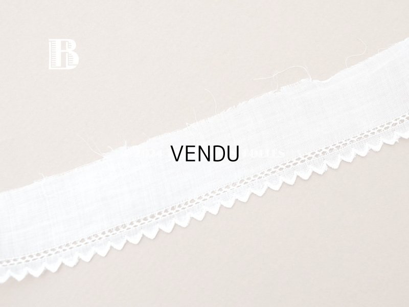 画像6: アンティーク スカラップレース 刺繍入り 5cm幅 コットンオーガンジー