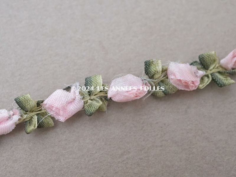 画像3: アンティーク シルク製 薔薇のロココトリム パウダーピンク 40cm