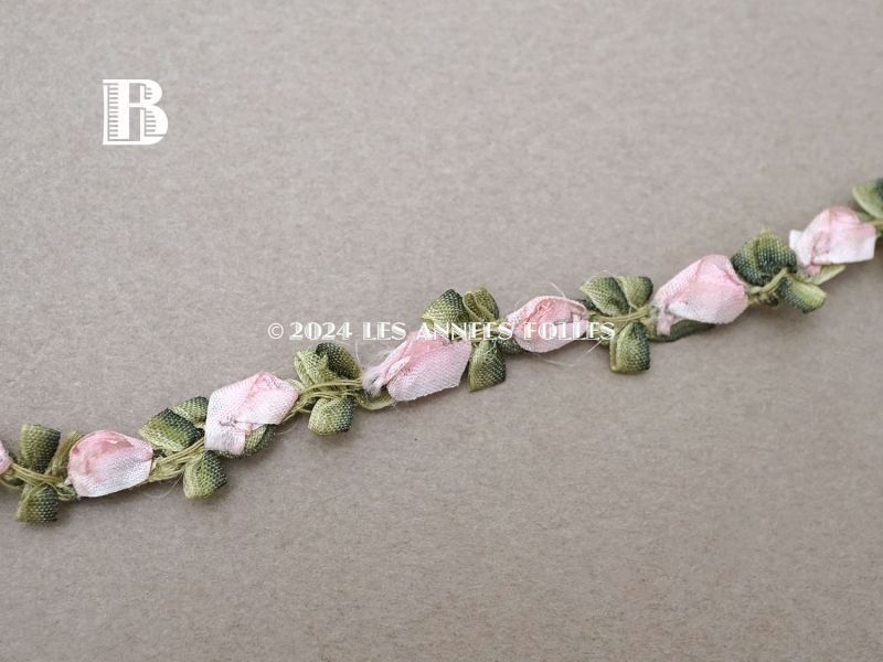 画像5: アンティーク シルク製 薔薇のロココトリム パウダーピンク 40cm