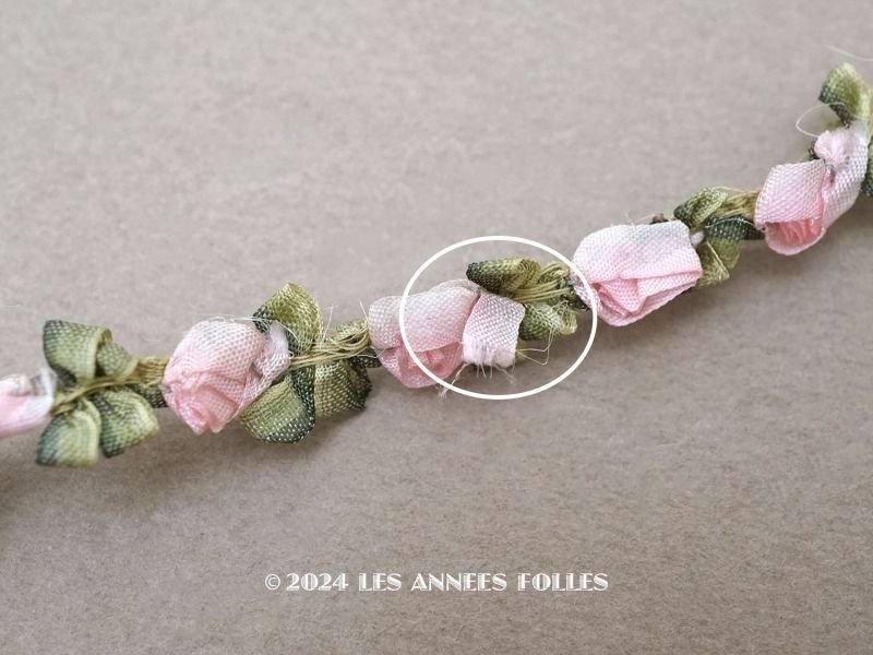 画像4: アンティーク シルク製 薔薇のロココトリム パウダーピンク 40cm