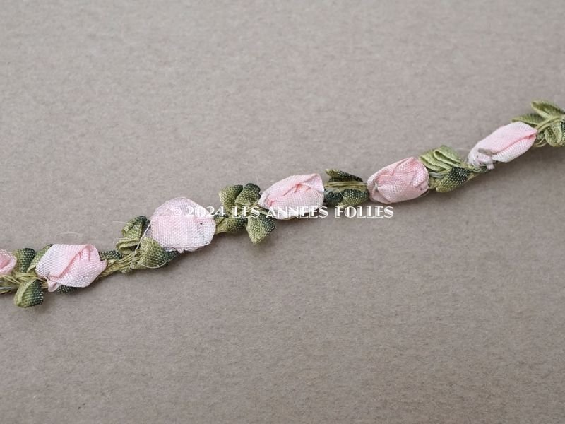 画像6: アンティーク シルク製 薔薇のロココトリム パウダーピンク 40cm