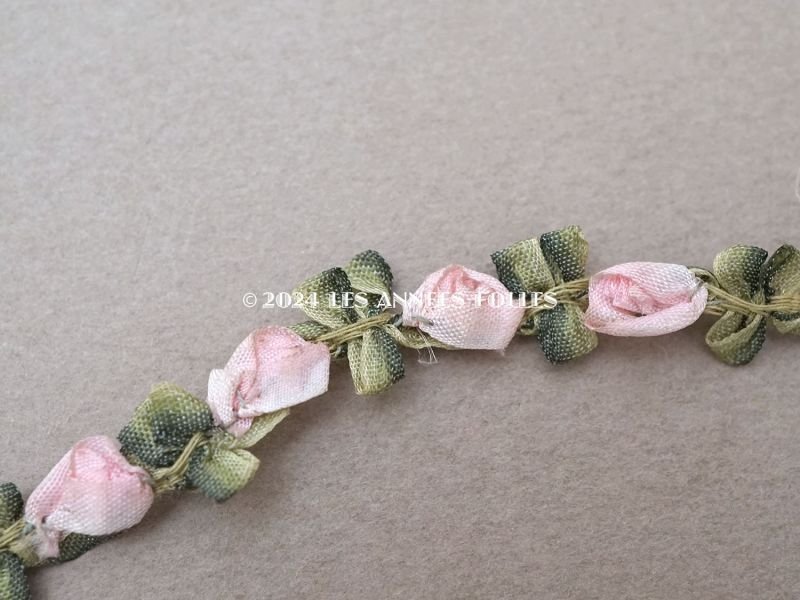 画像7: アンティーク シルク製 薔薇のロココトリム パウダーピンク 40cm