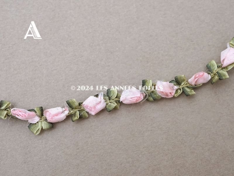 画像2: アンティーク シルク製 薔薇のロココトリム パウダーピンク 40cm