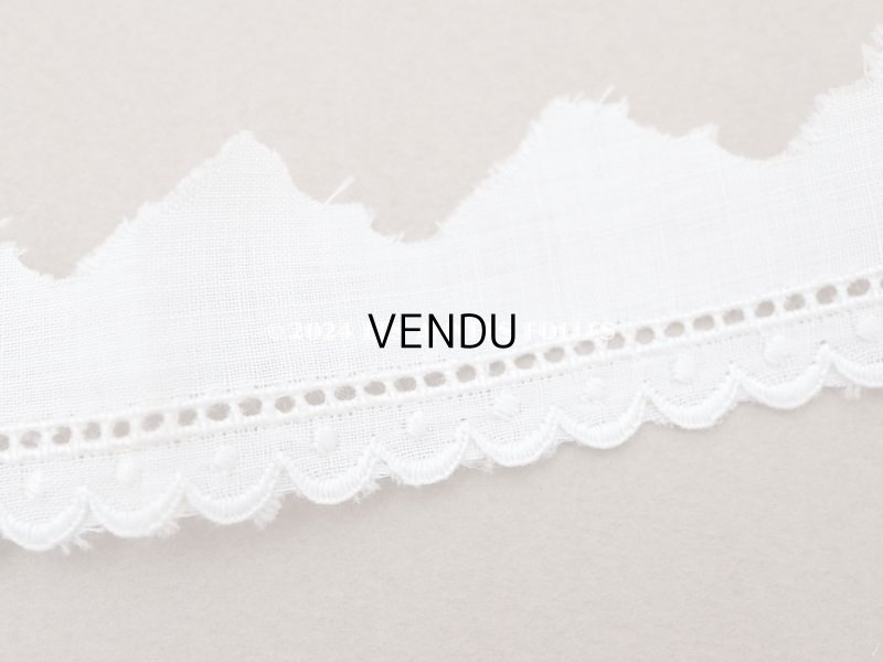 画像7: アンティーク スカラップレース ドット刺繍入り 