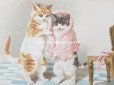 画像2: 未使用 アンティーク ポストカード おめかしする子猫   (2)