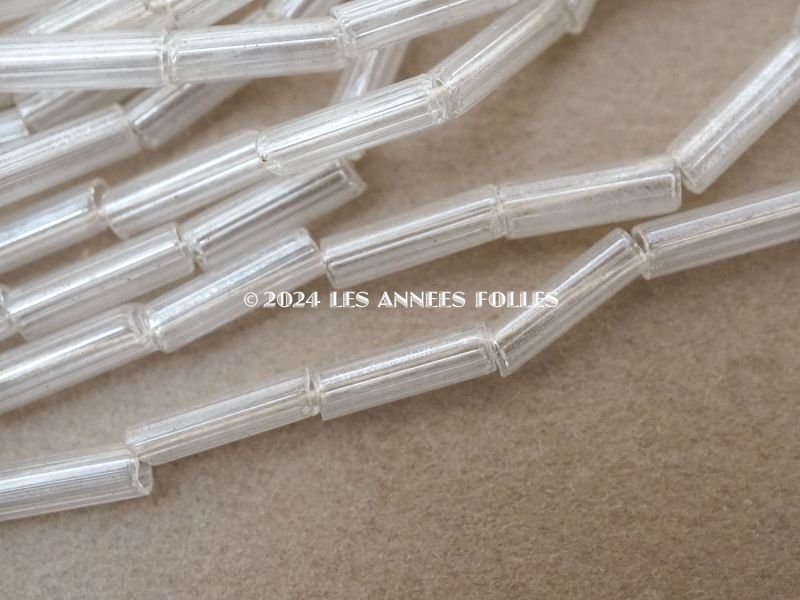 画像5: アンティーク スフレビーズ  透明 シャンデリアのクリスタルカラー ライン入り 3×9mm  約380ピース 吹きガラス製ビーズ
